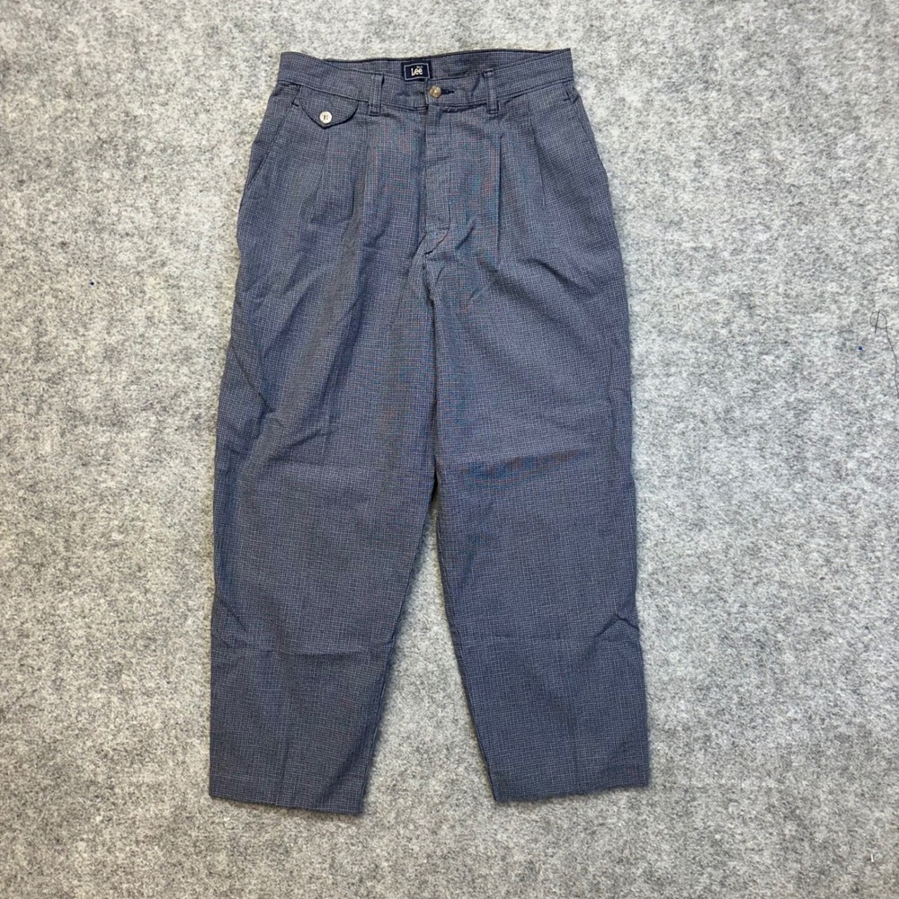 Vintage Lee Pleated Trousers Women Size 12 Petite Blue Grey‎ High Rise Tapered